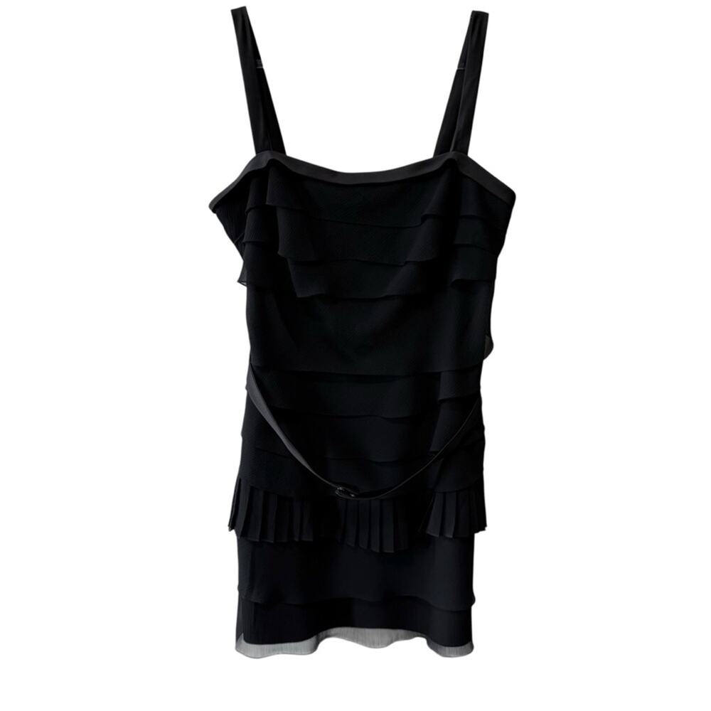 White by Vera Wang Multi Tier Sleeveless Crepe Chiffon Dress Black Size 18